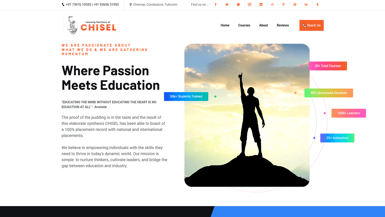 Chisel offers high-quality, short-term training programs for institutions, corporates, and the hospitality industry.