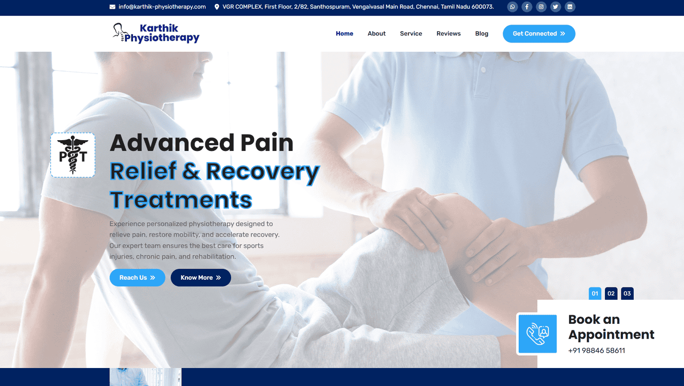 Karthik Physiotherapy Centre is dedicated to pain relief, recovery, and wellness for all ages.